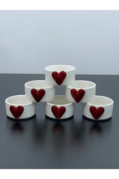 YzHome Set of 6 White Porcelain Heart Sauce Bowl Turkish Delight Bowl Presentation Bowl Mini Size Heart