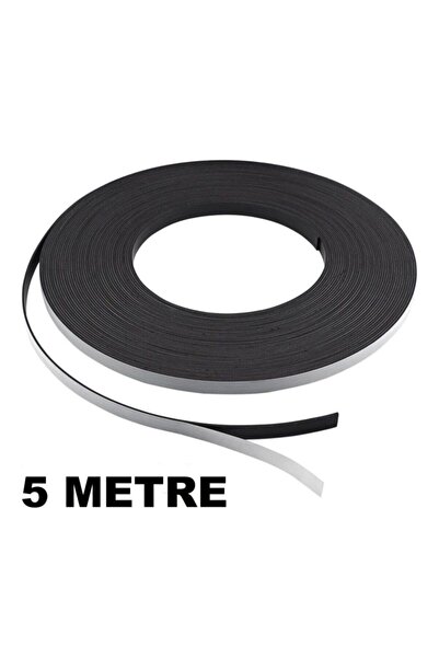 Dünya Magnet 5 Metre Şerit Magnet Mıknatıs, 12mm Arkası Yapışkanlı Çıkartmalı