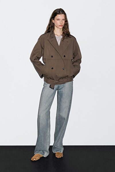 Massimo Dutti Kemer detaylı kısa trençkot