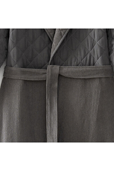 Ecocotton Hüma Men's Bathrobe 100% Cotton Quilted Anthracite