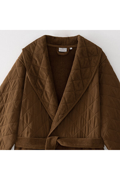 Ecocotton Hüma Men's Bathrobe 100% Cotton Quilted Brown