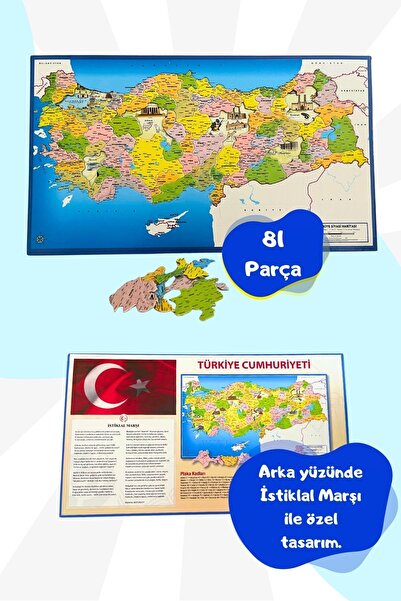 LAÇO KİDS Türkiye Siyasi Haritası 81 Parça Çerçeveli Puzzle