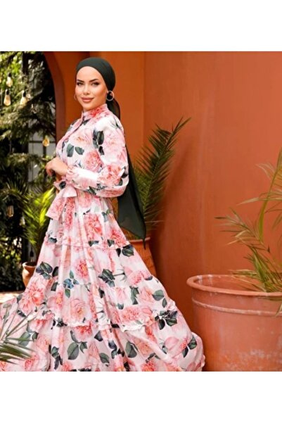 Jennyfer Κομψό μακρύ βραδινό φόρεμα κρεπ μακρυμάνικο φόρεμα