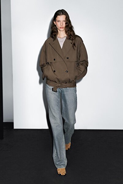 Massimo Dutti Kemer detaylı kısa trençkot