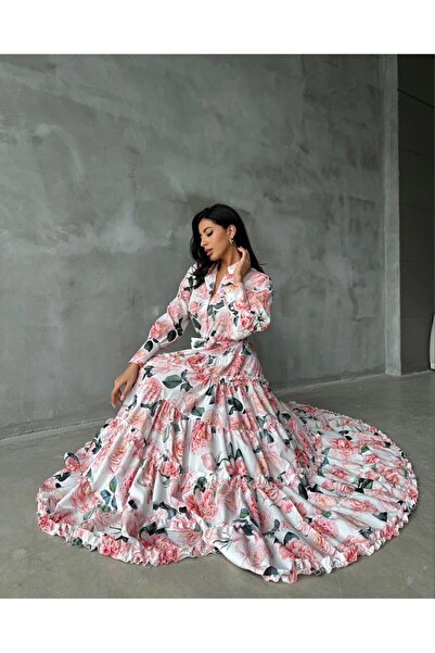 Jennyfer Κομψό μακρύ βραδινό φόρεμα κρεπ μακρυμάνικο φόρεμα