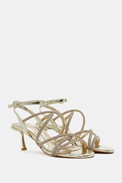 Bestyle Γυναικεία σανδάλια Sapin με λεπτό τακούνι με χρυσό κορδόνι