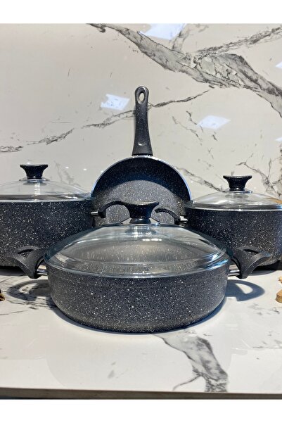 Elvira Granite 7 Piece Pot Set-Grey
