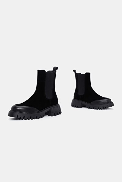 Bestyle Gates Women's - Black Suede Leather Chelsea Boots