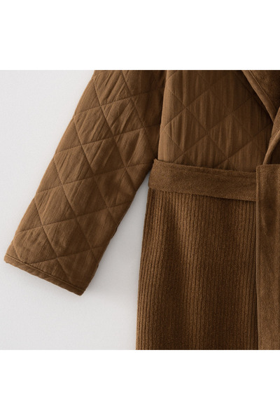 Ecocotton Hüma Women's Bathrobe 100% Cotton Quilted Brown