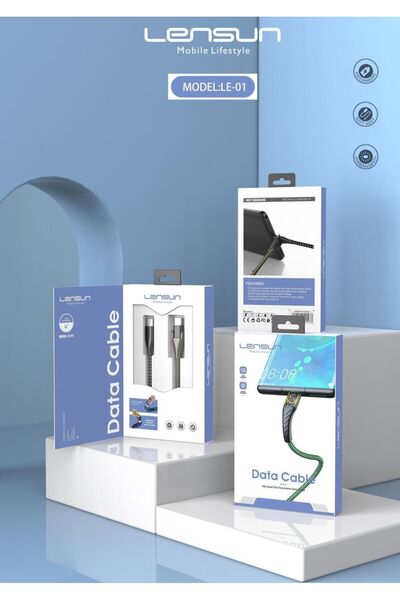 LENSUN DİJİTAL GÖSTERGELİ 27W 1.M Type-C to Type-C Örgülü Hızlı Şarj ve Data Kablosu L-NU1