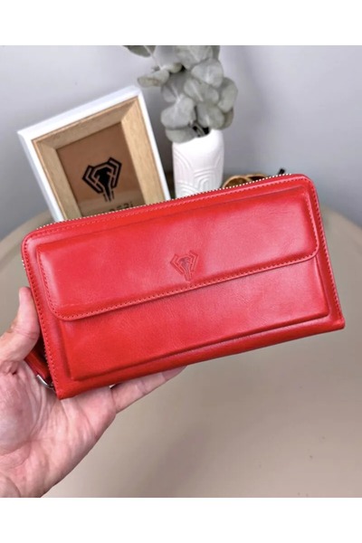 Fil Deri Genuine Leather - with Magnet and Hand Grip Tape - Zippered - Handcuff - Handbag 2100
