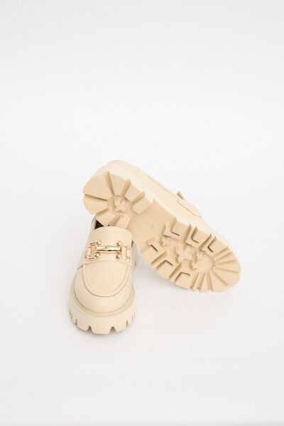 Bestyle Devine Kadın Bej Gerçek Deri Kadın Loafer