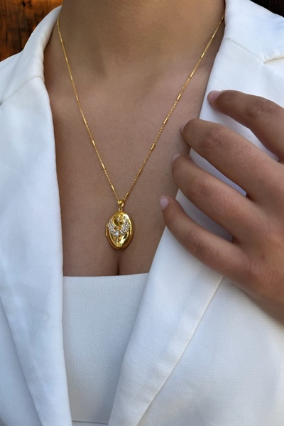 Utku Kuyumculuk 22 AYAR ÇERÇEVE MADALYON ALTIN KOLYE