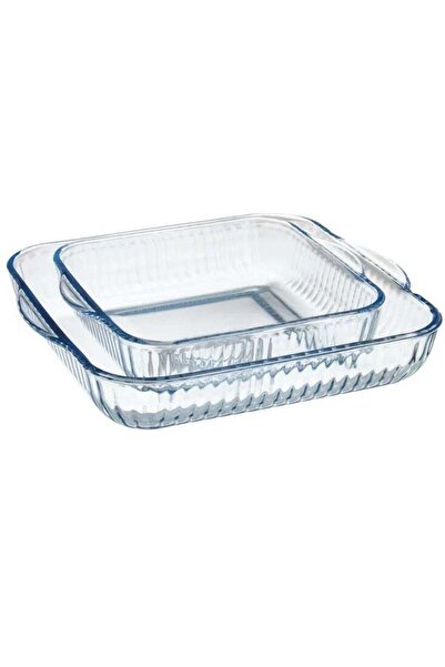Broart Turkish Pyrex Oven Tray Set Square 2 Pieces 1.6L / 2.9L