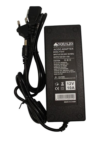 DORA LED 12 Volt 10 Amper Plastik Adaptör Laptop Tipi Adaptör IP20 İç Mekan