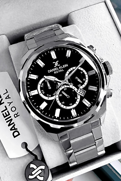 Daniel Klein ساعة يد رجالية أصلية 3 Atm مقاومة للماء باللون الفضي وسوار فولاذ...