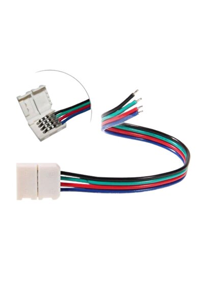 DORA LED RGB Şerit Led İçin Tek Yönlü Hızlı Konnektör Kablo 4 Pin (5 Adet)