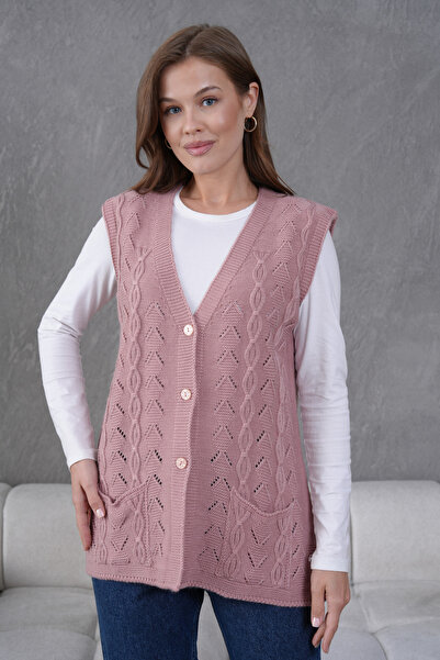 Lamierra Kadın Anne Triko Yün Yelek Örme