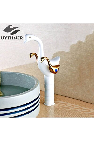 OEM Banyo Çanak Lavabo Bataryası Kuğu Beyaz Gold Yeni Tasarım 7 Yıl Garantili...