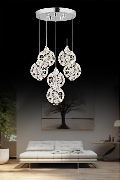 İstanbul Avize İstanbul Avize Dali 6'lı Gümüş 3 Renk Ledli Modern Led Avize