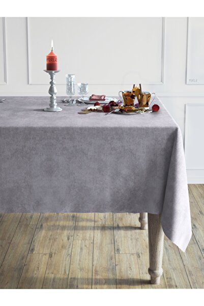 Perle مفرش طاولة مخملي من سلسلة يومية باللون الرمادي