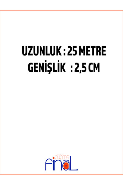 Final Düğme 2,5 cm x 25 Metre Siyah Geniş Yassı Lastik – Bel, Paça, Don ve Elastik Bant İçin