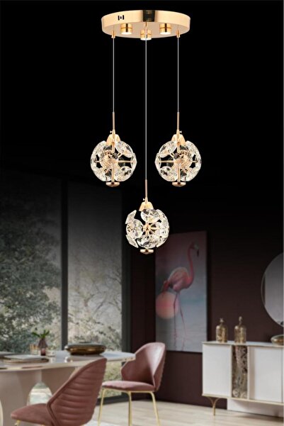 İstanbul Avize İstanbul Avize Dali 3'lü Gold 3 Renk Ledli Modern Led Avize