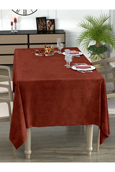 Perle Daily Series Kadife Dokulu Tarçın Rengi Masa Örtüsü