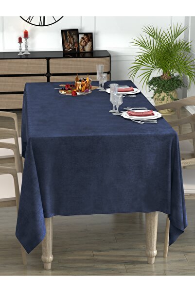 Perle Daily Series Kadife Dokulu Uzay Mavisi Masa Örtüsü