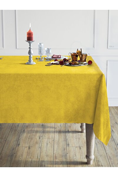 Perle Daily Series Velvet Textured Sun Yellow Tablecloth
