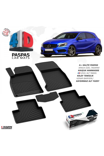 S Dizayn S-Dizayn Mercedes A Serisi W176 4D Havuzlu Paspas 2012-2018 A+Kalite