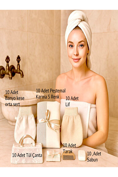 Hammamlife 10 Kişilik Peştemal Gelin hamamı set Takım