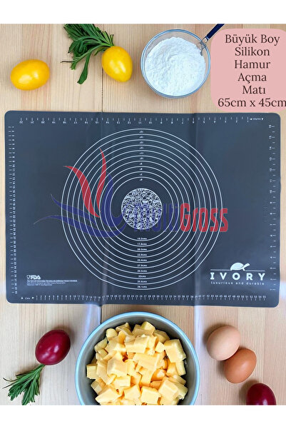 Multiamo بساط لف العجين من السيليكون مقاس كبير 65 × 45 سم رمادي