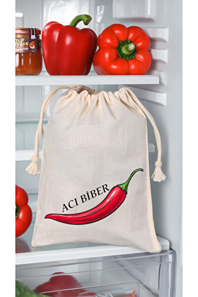 APRENDİ Sebze - Meyve Kesesi / Torbası Buzdolabı Organizer (ACI BİBER) 25x35