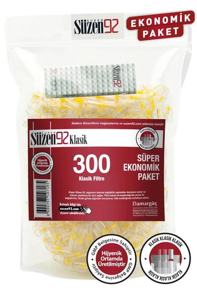Süzen92 Sigara Ağızlığı Filtresi Klasik 300'lü Ekonomik Paket 1 Adet Taşıma Kutusu Hediyeli