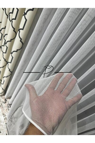 rendecioğlutekstil Tül Perde File Desen Etek Kurşun Sarımlı Lüx Armür