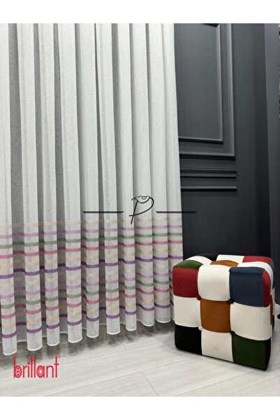 rendecioğlutekstil Tül Perde Çocuk Odası Tül Perdesi Colorful Gökkuşağı Desen