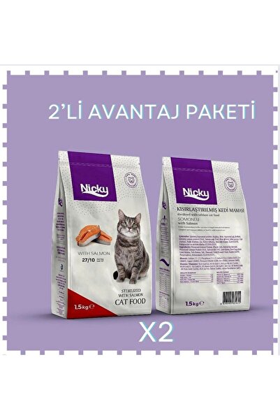 Nicky Sterilize Somonlu Kedi Maması 1,5 Kg - 2 Adet