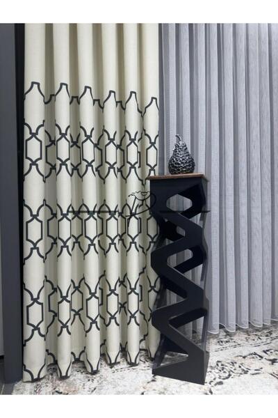 rendecioğlutekstil Fon perde Keten Etek Baklava Baskı 1. Kalite