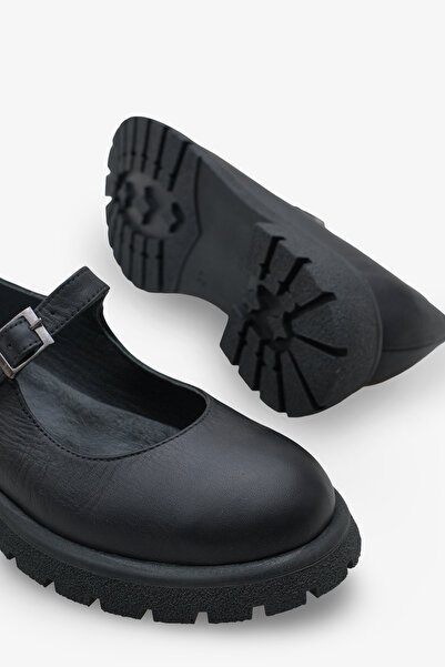 Stella kadın hakiki deri loafer toka kemer detaylı günlük ayakkabı vesliy siyah