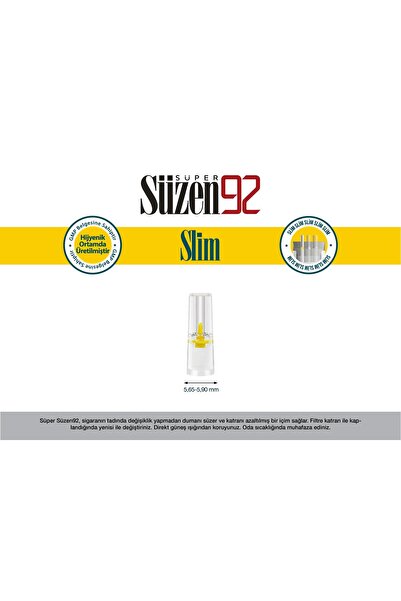 Süzen92 Sigara Ağızlığı Filtresi Slim 540'lı Ekonomik Poşet + 60'lı Adaptör