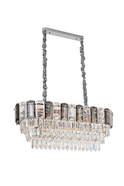 Apliqa Colın 80'Lik Yemek Masası Üstü Krom Kaplamalı Kristalli Avize