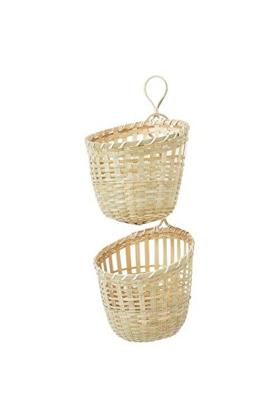 IKEA 2'li Set Bambu Sepet Asılabilir Düzenleyici MeridyenDukkan 20x57x20 Cm Natürel Sepet-Kutu