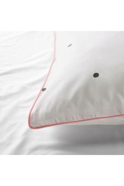 IKEA Çocuk Nevresim Takımı Tek Kişilik MeridyenDukkan 150x200/50x60 cm Beyaz-Puantiye Desenli Beyaz Nevre