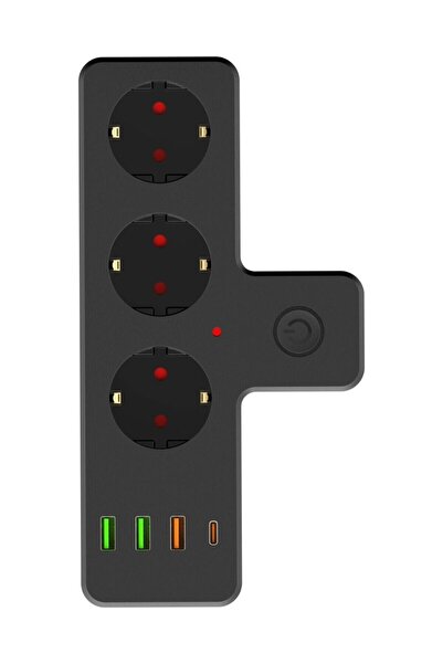 Zoli 2500W Akım Korumalı 3 Prizli,3Usb Ve 1 Type-c Pd 20w Bağlantılı Duvar Tipi Priz Beyaz