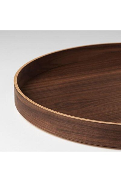 IKEA Yuvarlak Tepsi, Ceviz MeridyenDukkan 42 cm Kahverengi Sunumluk Servis Tepsi