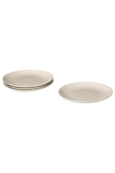IKEA 4 Adet Tabak Seti Parlak Bej Renk 26 cm, 4 Adet, Stoneware Yuvarlak Tabak Seti