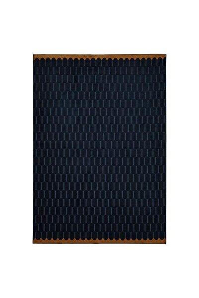 IKEA Halı, Lacivert-Taba Renk 128x195 cm Sentetik Elyaf-Geometrik Desen