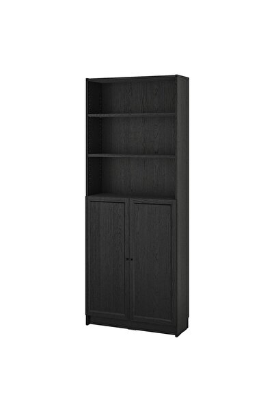 IKEA Kapaklı Kitaplık, Siyah Meşe Görünümlü, Meridyen 80x30x202 cm
