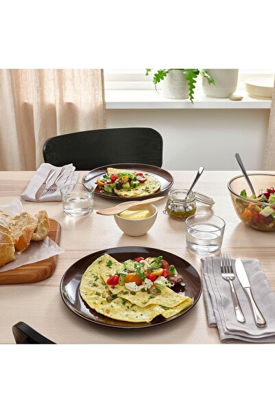 IKEA 4 Adet Tabak Seti Parlak Kahverengi Renk 26 cm, 4 Adet, Stoneware Yuvarlak Tabak Seti